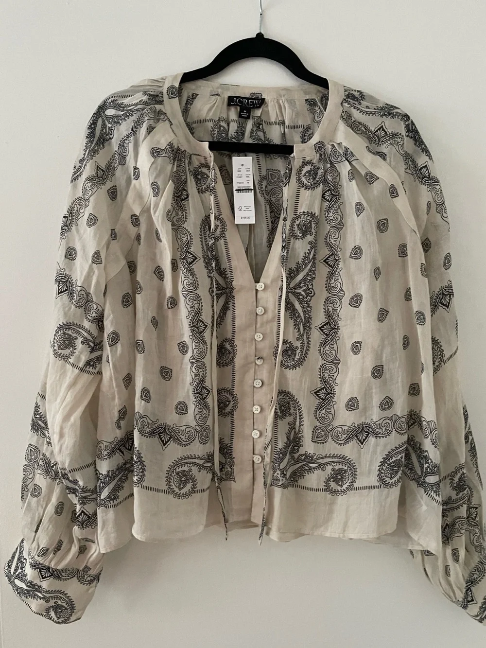 J.Crew Popover top in bandana-print ramie size M